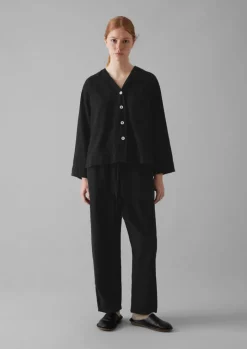 Brushed Cotton Linen Herringbone Trousers