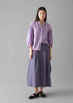 Cotton Gingham Seersucker Skirt