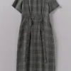 Etched Check Linen Dress