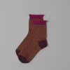 Fine Stripe Cotton Cashmere Socks