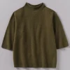 Fine Wool Cashmere Half Sleeve Sweater