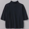 Fine Wool Cashmere Half Sleeve Sweater