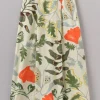 Foliage Print Poplin Skirt