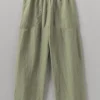 Garment Dyed Linen Barrel Leg Trousers
