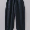 Garment Dyed Linen Barrel Leg Trousers