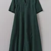 Lyocell Linen Herringbone Panel Dress