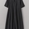 Lyocell Linen Herringbone Panel Dress