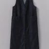 V-Neck Denim Pinafore Dress